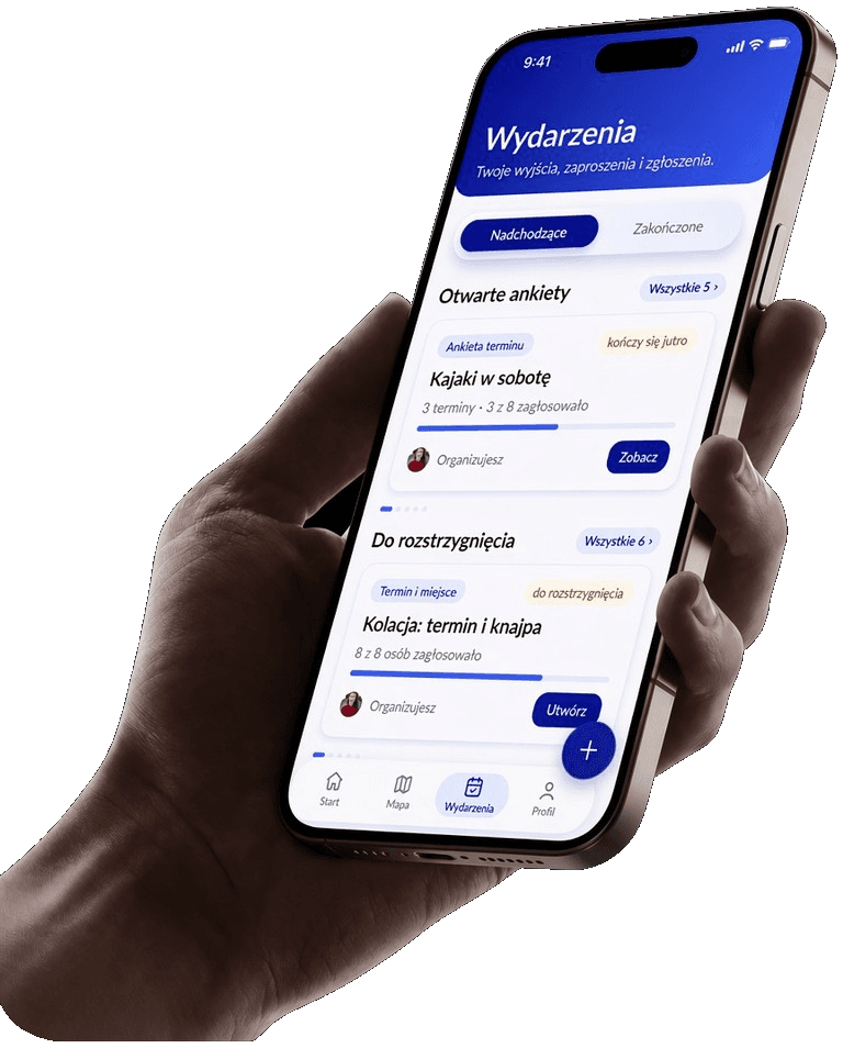 Ręka trzymająca telefon z aplikacją Lutra